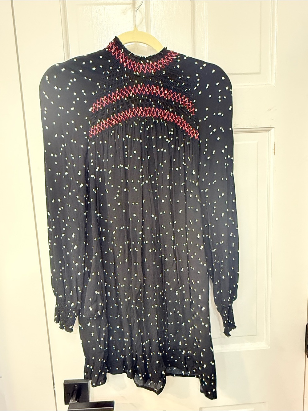 Zara Black Romper with White Star Print and red detailing - size Small
